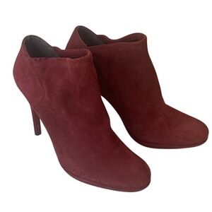 Stuart Weitzman Red Suede Stiletto Heeled Leather Ankle Booties Women's 8.5 NWOT